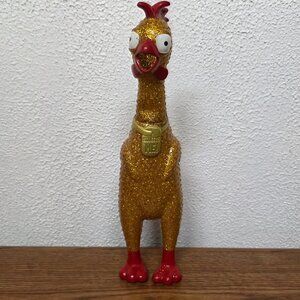 Pet Toy Squeeze Me Glitter Squeaky 12" Rubber Chicken